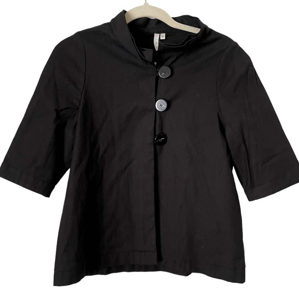 IRO Paris Black Stretch Cotton Stand Collar Jacket 38